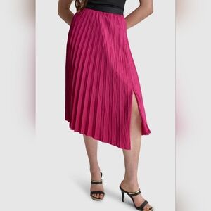 NEW DKNY pleated asymmetric midi skirt size L